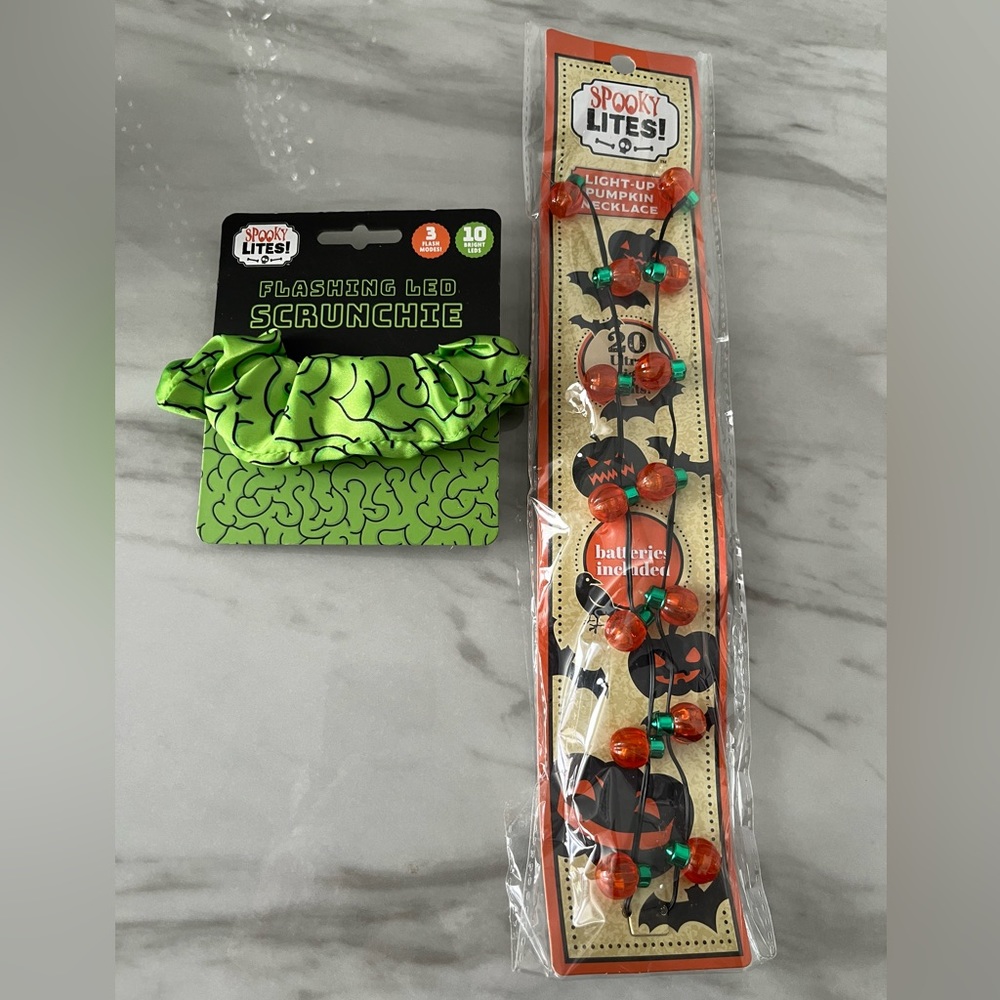 Halloween Light Up Scrunchie Necklace Set